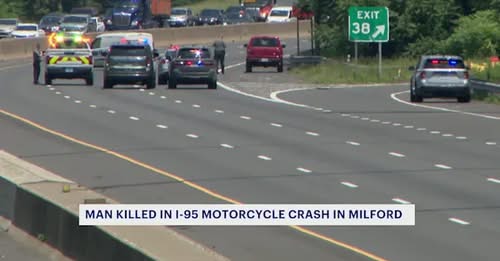 Motorcyclist Dies in Fiery Overnight Crash on I-95 in Milford Connecticut